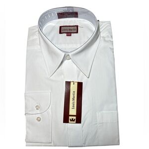 NEW! Louis Martin Men's Poly/Cotton Broadcloth Long Sleeve Dress Shirt White 16